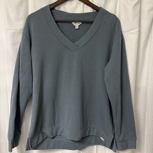 ORVIS Women's L Relaxed V-neck Dropped Shoulders Modal Sweatshirt Top Green NWOT
